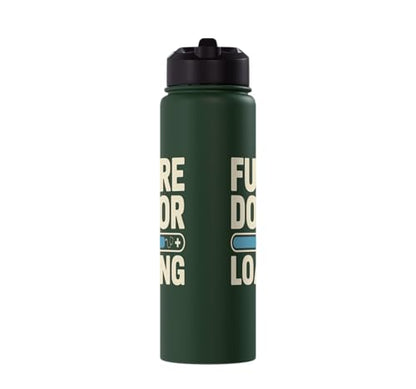 Future Doctor Loading Med Student Progress Bar Stainless Steel Insulated Water Bottle - color: Dark Green