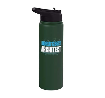 Architect Student Architecture World's Best Architect Stainless Steel Insulated Water Bottle - color: Dark Green