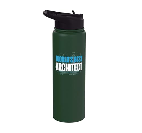 Architect Student Architecture World's Best Architect Stainless Steel Insulated Water Bottle - color: Dark Green