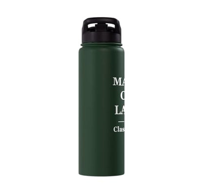 Magna Cum Laude Class Of 2026 Distinction Degree Graduation Stainless Steel Insulated Water Bottle - color: Dark Green
