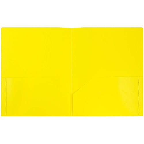 JAM PAPER Plastic 2 Pocket POP Folders - Durable School Folders - Yellow - 6/Pack - color: Yellow, size: 6 Per Pack