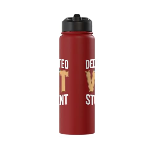 Dedicated Vet Student Veterinary School Stainless Steel Insulated Water Bottle - color: Red