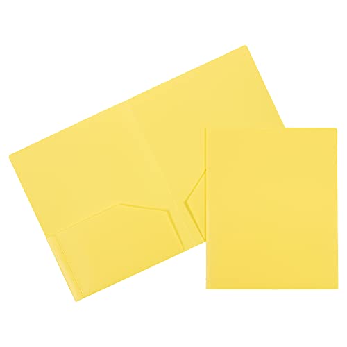 JAM PAPER Heavy Duty Plastic 2 Pocket Extra Tough School Folders - Yellow - 6/Pack - color: Yellow, size: 6 Per Pack