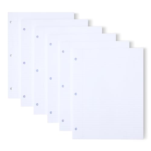 Amazon Basics College Ruled Loose Leaf Binder Paper, 11" x 8.5", 100 Sheets, White, 6-Pack