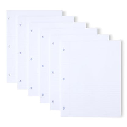 Amazon Basics College Ruled Loose Leaf Binder Paper, 11" x 8.5", 100 Sheets, White, 6-Pack