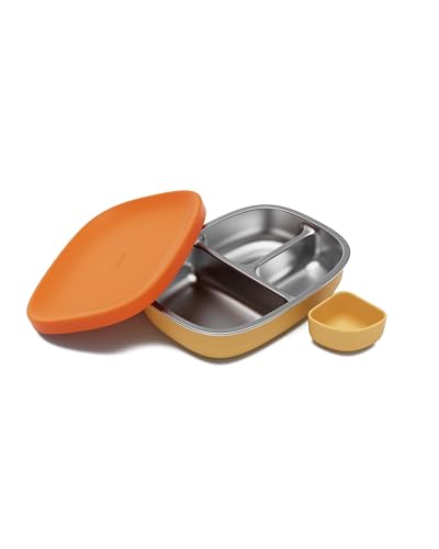 Lalo Bento Box - BPA-Free Bento Box For Kids & Toddlers, Leak-Proof, Dishwasher Safe, Easy to Open & Clean Silicone & Stainless Steel Lunch Box For Kids, Portable for Daycare or Travel - Citrus Peel - color: Citrus Peel
