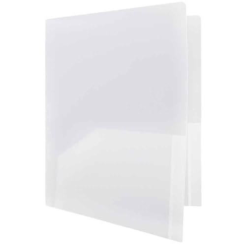JAM PAPER Heavy Duty Plastic 2 Pocket Extra Tough School Folders - Clear - 3/Pack - color: Clear, size: 3 Per Pack
