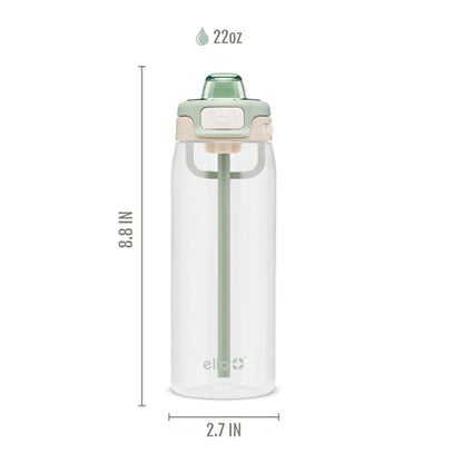 Ello Pop & Fill 22oz Tritan Plastic Water Bottle with Quick Fill Technology | Clear Water Bottle for School, College, Travel | Leakproof Locking Lid, Straw and Chug, Reusable, BPA-Free | Pistachio - color: Pistachio