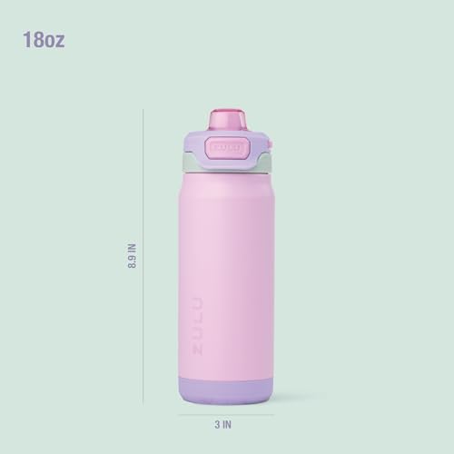 ZULU Powerfill Pro 18oz Kids Stainless Steel Water Bottle with Quick Fill Lid, Triple Wall Vacuum Insulated, Leak Proof Locking Lid, Sip & Chug, Reusable, BPA Free, Dishwasher Safe, Sweet Sorbet - color: Sweet Sorbet