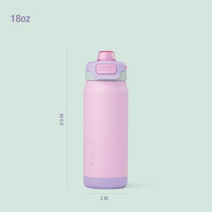 ZULU Powerfill Pro 18oz Kids Stainless Steel Water Bottle with Quick Fill Lid, Triple Wall Vacuum Insulated, Leak Proof Locking Lid, Sip & Chug, Reusable, BPA Free, Dishwasher Safe, Sweet Sorbet - color: Sweet Sorbet