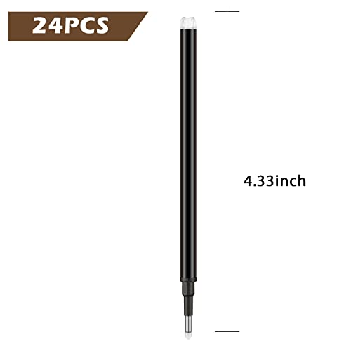 Zonon 24 Pcs 0.7mm Erasable Gel Ink Pen Refills Compatible with Frixion Friction Gel Ink Refills Medium Fine Point Erasable Pens Lead for Writing Planner and Crossword Puzzles(Black) - color: Black