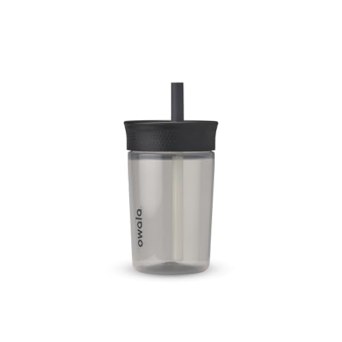 Owala Kids BPA-Free Plastic Tumbler with Spill Resistant Flexible Straw, Easy to Clean, Kids Water Bottle, Great for Travel, Dishwasher Safe, 15 Oz, Skate Park - color: Black and Gray (Skate Park), size: 15 Ounces