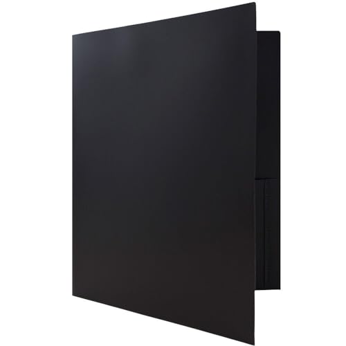 JAM PAPER Plastic 2 Pocket POP Folders - Durable School Folders - Black - 12/Pack - color: Black, size: 12 Per Pack