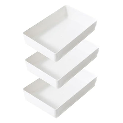 3 Pack White Plastic Drawer Organizer Tray Cutlery Utensil Makeups Drawer Organizers 9" X 6" - size: 3 Pack 9"x6" White Plastic