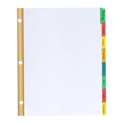 Binder Divider, PANDRI 120 Pack Binder Index Dividers with 8 Tabs,Letter Size Paper Binder Divider for School Office Home Business,White