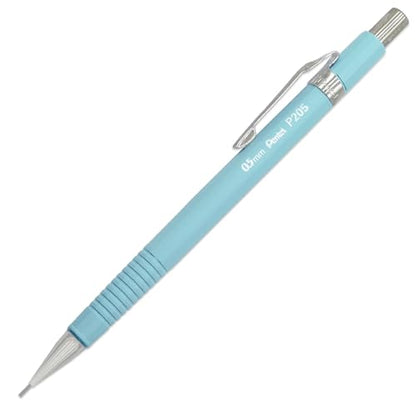 Pentel P205-97C Mechanical Automatic Pencil - Pastel Floral Range - Single + 12 Hi-Polymer HB 0.5mm Refill Leads + Z2-1N Eraser Refills Tube of 4 (Pastel Blue) - color: Pastel Blue