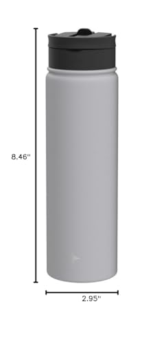 JoyJolt Triple Insulated Water Bottle with Straw Lid AND Flip Lid! 22oz Water Bottle, 12 Hour Hot/Cold Vacuum Insulated Stainless Steel Water Bottle. BPA-Free Leakproof Water Bottles - Thermos Bottle - color: Dove Grey, size: 22 Ounces