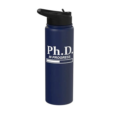 PhD in Progress Doctorate Student PhD Candidate Future Dr Stainless Steel Insulated Water Bottle - color: Navy Blue