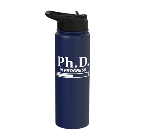 PhD in Progress Doctorate Student PhD Candidate Future Dr Stainless Steel Insulated Water Bottle - color: Navy Blue