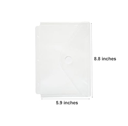 Plastic 3 Ring Binder Pockets Clear Pouches for 5.5’’ x 8.5’’ Paper Folder Organizer Hook Loop Closure 20 Pack - color: 20 Pack