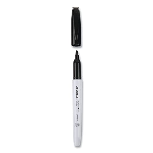 Universal UNV43671 Fine Bullet Tip Pen Style Dry Erase Marker - Black (1-Dozen) (Pack of 2) - size: 12 Count (Pack of 2)
