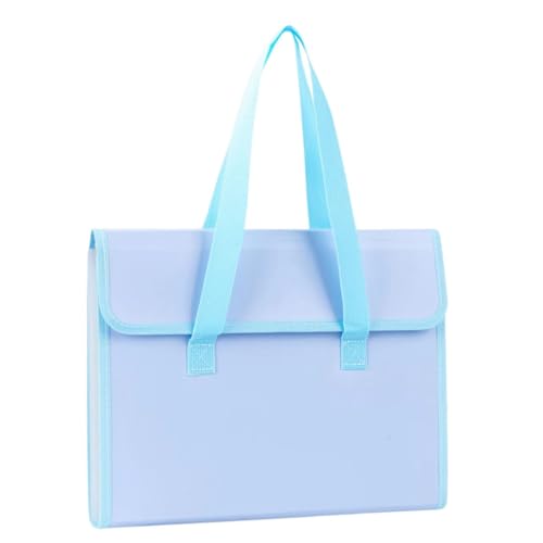 A4 Accordion File Folder with Handle, Expanding File Folder with Colored Labels,13 Pockets Expandable Document Organizer for Office School Travel(Blue) - color: Blue