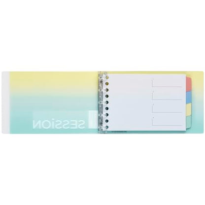 Maruman Session 5‑Ring Binder with Flexible Translucent Cover, Mini Size, 3.8" x 6", Includes 4 Erasable Tabbed Dividers, Holds up to 60 Sheets, Lemon Soda, Made in Japan - color: Gradient Lemon Soda, size: ミニ