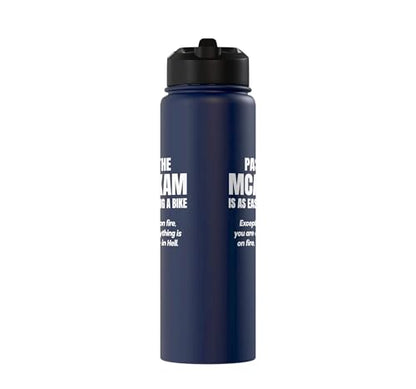 MCAT exam funny pre medical student Stainless Steel Insulated Water Bottle - color: Navy Blue