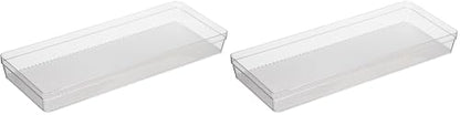 Oggi Clear Drawer Organizer - 6" X 15" - Ideal for Organizing Kitchen Drawers, Office, Desk, Silverware, Kitchen Utensils, Cosmetics and Bathrooms (Pack of 2) - size: 6" by 15" (Pack of 2)
