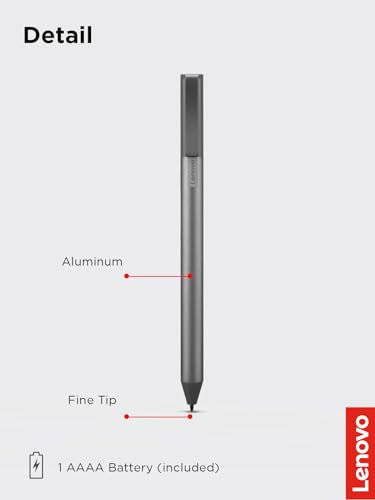 Lenovo USI Stylus Pen, Chrome OS Support, 4,096 Levels of Pressure Sensitivity, 150 Days Battery Life, AAAA Battery, Works with Chromebook, GX81B10212,Grey - style: USI