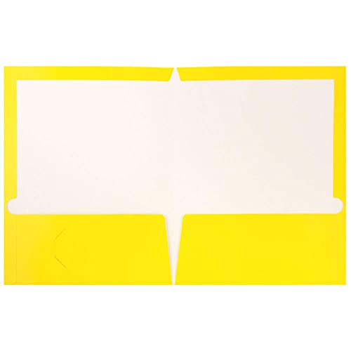 JAM PAPER Laminated Two Pocket Glossy School Folders - Letter Size - High Gloss Yellow - 6/Pack - color: Yellow, size: Pack of 6 Folders