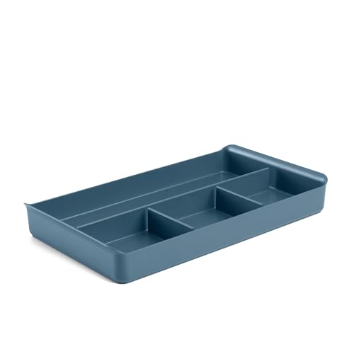 Poppin Drawer Organizer - Filing Drawer Organizer with 4 Compartments, File Cabinet Organizer fits Stow File Drawers, Sturdy Plastic, Multiple Colors Available (Slate Blue) - color: Slate Blue