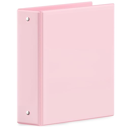 SUNEE 3 Ring Binder 2 Inch 1 Pack, Holds 450 Sheets of Letter Paper, PVC-Free, Clear View 2“ Three Ring for School or Office Supplies, Pink - color: Pink, size: 2 Inch