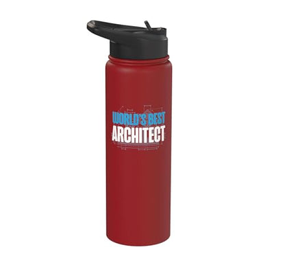 Architect Student Architecture World's Best Architect Stainless Steel Insulated Water Bottle - color: Red
