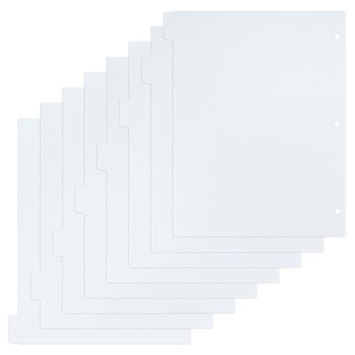 Buqoo 3 Ring Binder Dividers with 8 Reusable Tabs - Sturdy White Plastic Index Dividers, Letter Size 8.4"x10.9" for School, Office, Planner & Journal - color: White