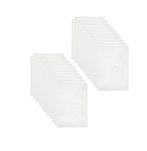 Plastic 3 Ring Binder Pockets Clear Pouches for 5.5’’ x 8.5’’ Paper Folder Organizer Hook Loop Closure 20 Pack - color: 20 Pack