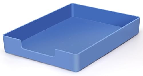 Letter-Size Tray, Desk Drawer Organizer for A4 Paper,Blue | Stackable plastic paper tray, fits A4 & letter. Desktop file organizer for office, school, home use. space-saving. - color: Blue