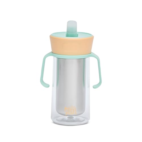 The First Years CoolCore Stainless Steel Straw Cup - Insulated Leak Proof Sippy Cup Trainer Converts to Toddler Water Bottle - Pop to Sip Design with Improved Flow - Peach/Mint - 8 Ounces - color: Peach/Mint