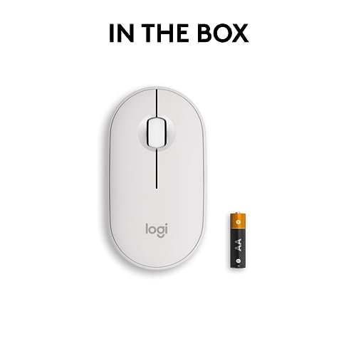 Logitech M350s Pebble 2 Bluetooth Wireless Mouse - Tonal White | Slim Bluetooth, Portable, Lightweight, Customizable Button, Quiet Clicks, Easy-Switch for Windows, macOS, iPadOS, Chrome OS - color: Tonal White