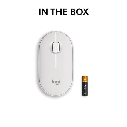 Logitech M350s Pebble 2 Bluetooth Wireless Mouse - Tonal White | Slim Bluetooth, Portable, Lightweight, Customizable Button, Quiet Clicks, Easy-Switch for Windows, macOS, iPadOS, Chrome OS - color: Tonal White