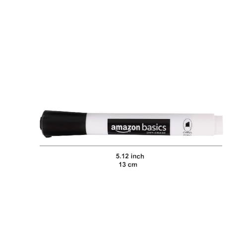 Amazon Basics Lowe-Odor Dry Erase Whiteboard Markers, Chisel Tip, Quick-Dry, Black, 12-Pack