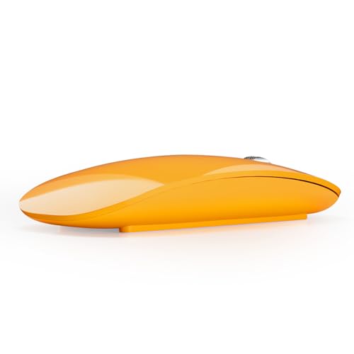 TENMOS M18 Bluetooth Mouse, USB C Rechargeable Wireless Mouse, Triple Mode (Dual Bluetooth+USB) Computer Silent Mice Portable with USB Receiver and Type C Adapter for Laptop/MacBook/iPad/PC - Orange - color: orange