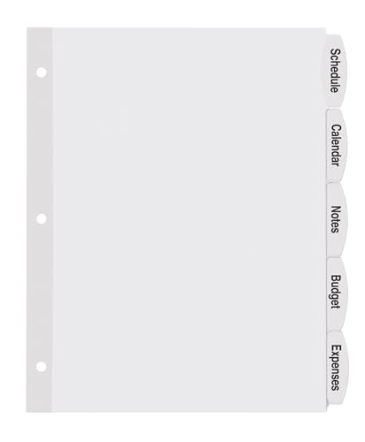 Avery Big Tab Printable White Label Dividers with Easy Peel, 5 Tabs, 4 Sets (14432) - size: One Size, style: 4 Sets