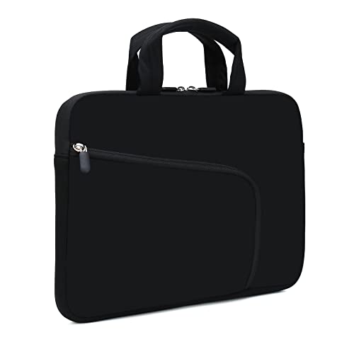 Laptop Sleeves 14 15 15.4 15.6 Chromebook Case Notebook Sleeve PC Messenger Bag Tablet Case Neoprene Handle Sleeve for Men Women, Two Pockets (Black) - color: Black
