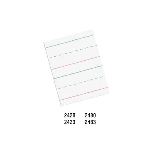 Pacon 2420 Multi-Program Handwriting Paper, 5/8-Inch Long Rule, 10-1/2 x 8, White, 500 Shts/Pk - size: 10 1/2" x 8" (Pack of 1), style: Kindergarten & Grade 1