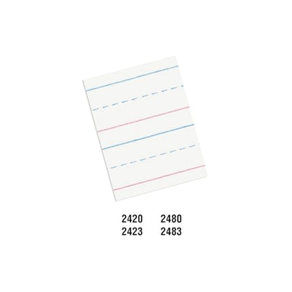 Pacon 2420 Multi-Program Handwriting Paper, 5/8-Inch Long Rule, 10-1/2 x 8, White, 500 Shts/Pk - size: 10 1/2" x 8" (Pack of 1), style: Kindergarten & Grade 1