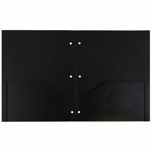JAM PAPER Heavy Duty Plastic 3 Hole Punch Pocket Folders - Extra Tough School Folders - Black - 3/Pack - color: Black, size: 3 Per Pack