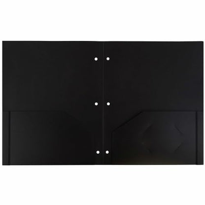 JAM PAPER Heavy Duty Plastic 3 Hole Punch Pocket Folders - Extra Tough School Folders - Black - 3/Pack - color: Black, size: 3 Per Pack