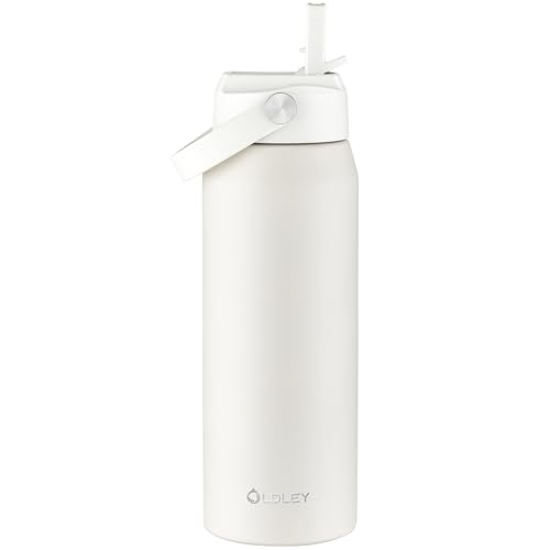Oldley 24oz Insulated Water Bottle with Straw, Stainless Steel Water Bottle for Sports, Travel, School, BPA-Free Sports Bottles for Adult Kids, Leak-Proof, Beige - color: Beige, size: 24 Ounces
