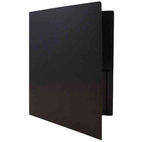 JAM PAPER Heavy Duty Plastic 2 Pocket Extra Tough School Folders - Black - 3/Pack - color: Black, size: 3 Per Pack